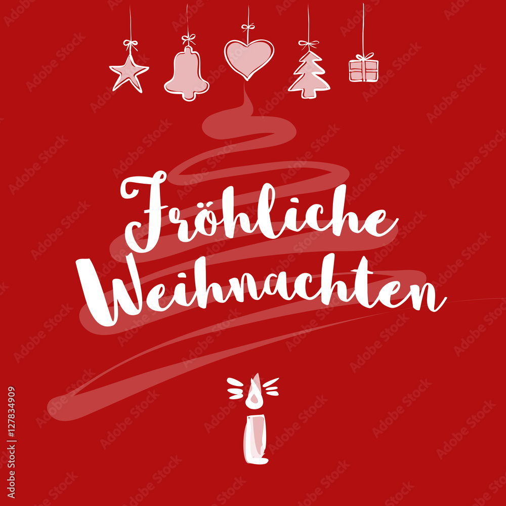 Fröhliche Weihnachten Grußkarte in Rot Fröhliche Weihnachten Grußkarte in Rot