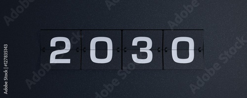 Naklejka 3d rendering flip board year 2030