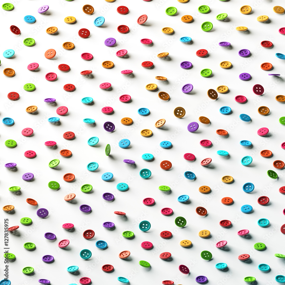 3d rendering colorful clothing buttons background