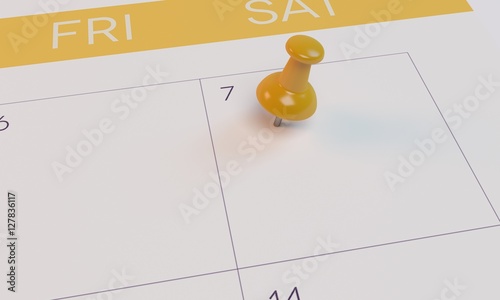 calendar yellow pin day 7 photo