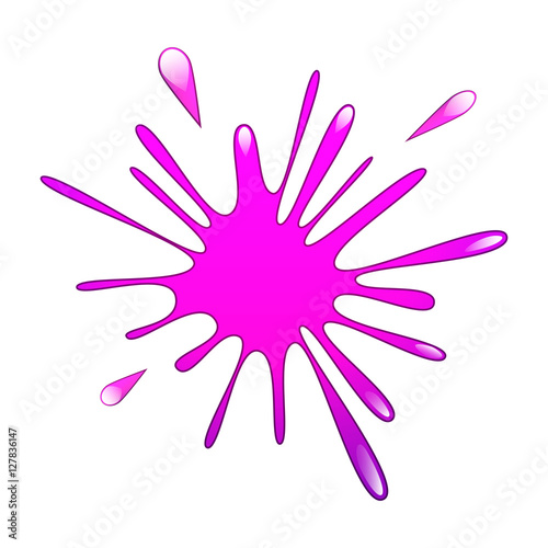 Vector Illustration of Cartoon Purple Paint Splash, Blot. Isolated on white