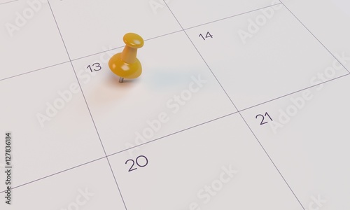 calendar yellow pin day 13