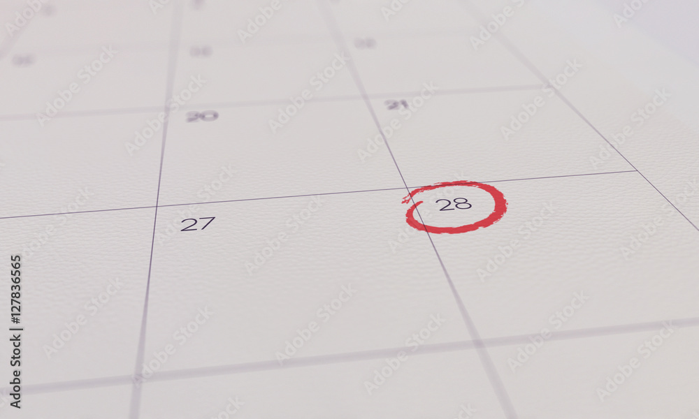 Fototapeta premium Calendar Yellow Pin day 28