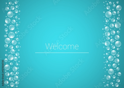 water drops on blue background with Welcome text