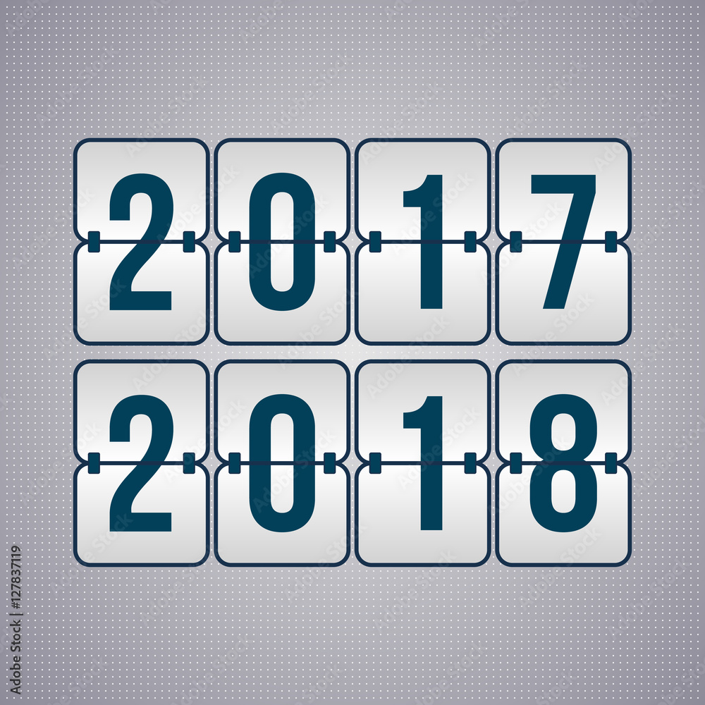 2017, 2018 New Year vector scoreboard. Blue and grey flip symbol on dotted background 2017, 2018 New Year vector scoreboard. Blue and grey flip symbol on dotted background