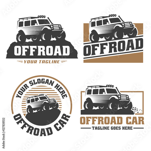 Vector pack of off road car logo design, offroad car vector set, suv car logo template, off-road
