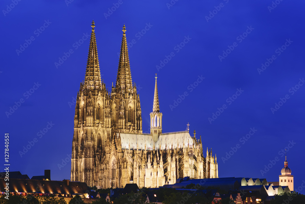 Illuminated cathedral Cologne