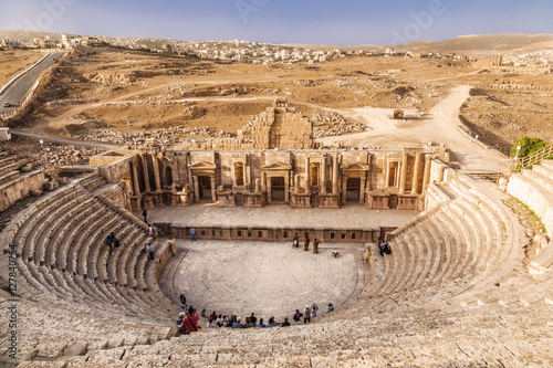 Large South Theatre - in antique town Jerash, Jordan photo