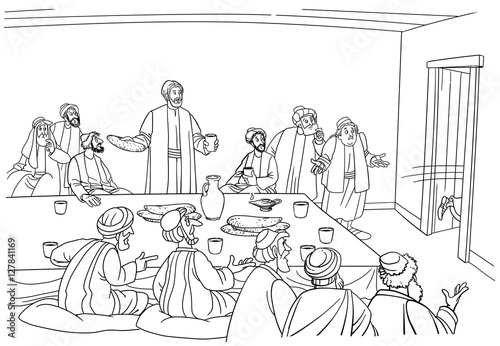 Valokuva Judas runs from the room and ran to betray of Jesus Christ