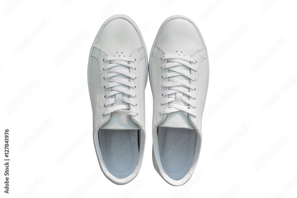 white sports shoes for men isolated on white background