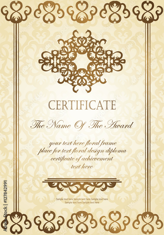 Obraz premium Template of certificate on seamless background. Can be used as a diploma