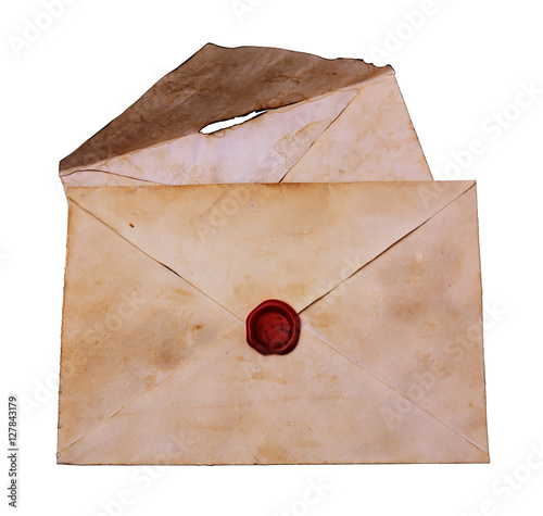 Two old envelope with red sealing wax