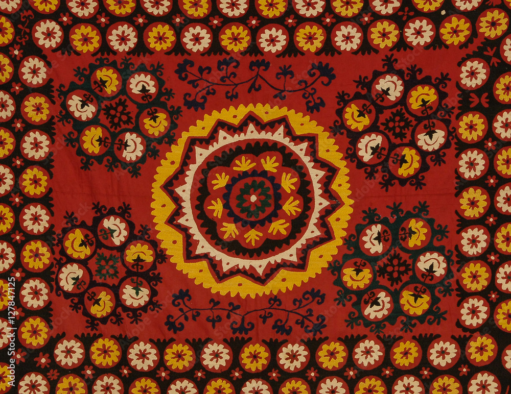 background fabrics and textiles with colorful oriental ornate ornament and pattern