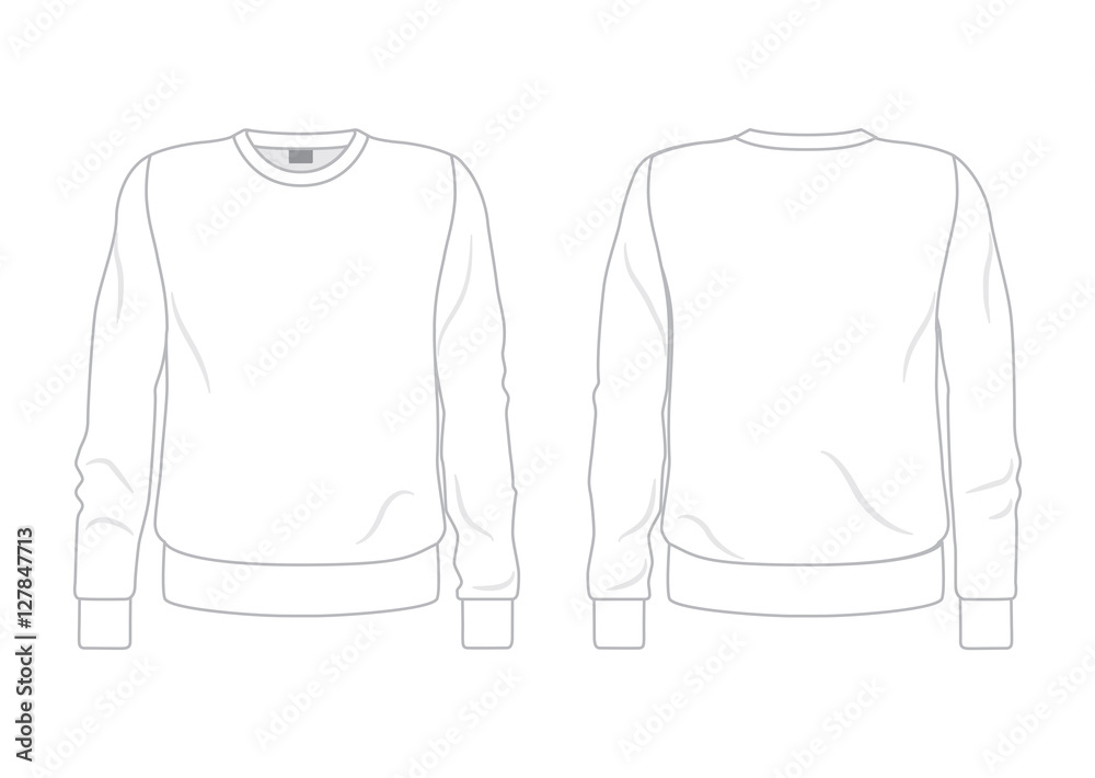 White men's sweatshirt template, front and back view Stock Vector ...