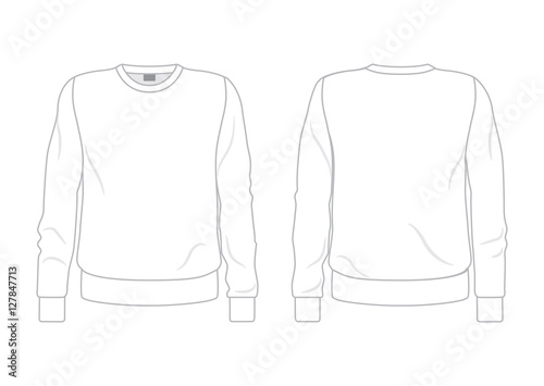 White men's sweatshirt template, front and back view photo