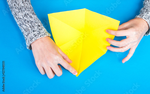 Origami on a blue background