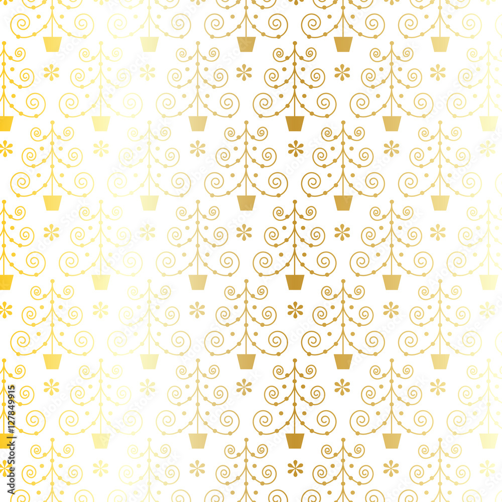 gold Christmas trees and snowflakes on white gold Christmas trees and snowflakes on white