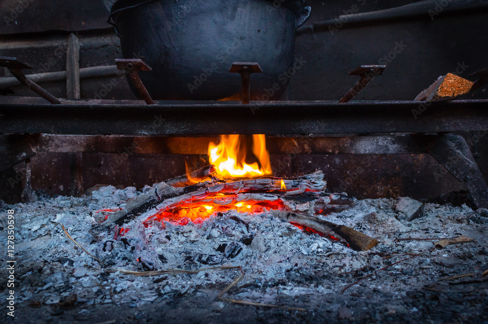 red hot coals and live fire, flame. Burning firewood. . red hot coals and live fire, flame. Burning firewood. .
