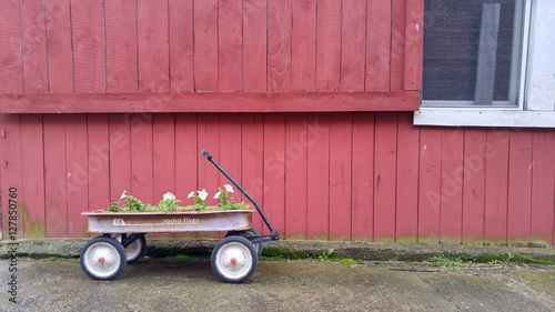 Red Wagon Against Red Barn