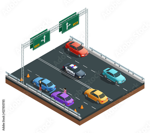 Car Accidents Isometric Composition