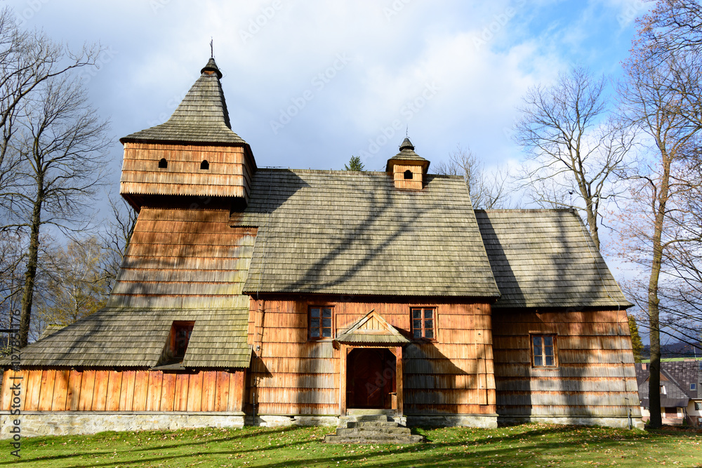 Gothic wooden church in Grywald