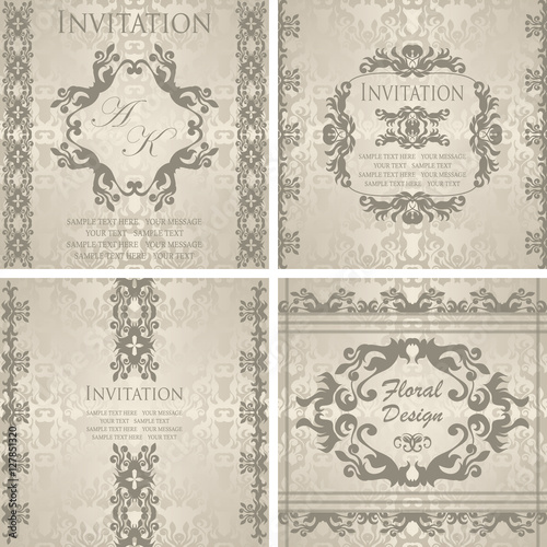 Set of invitations in pastel colors. Can be used as a wedding invitation