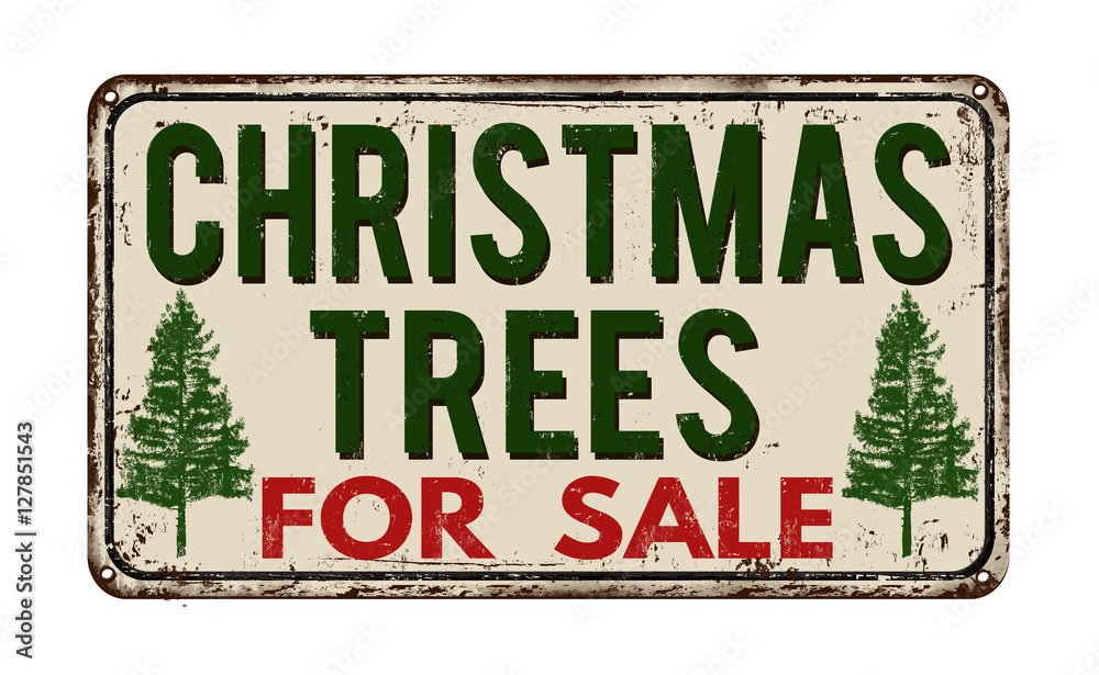 Christmas tree for sale vintage metal sign Stock Vector Adobe Stock