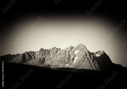 Photography Black and white Norway mountains vignette background