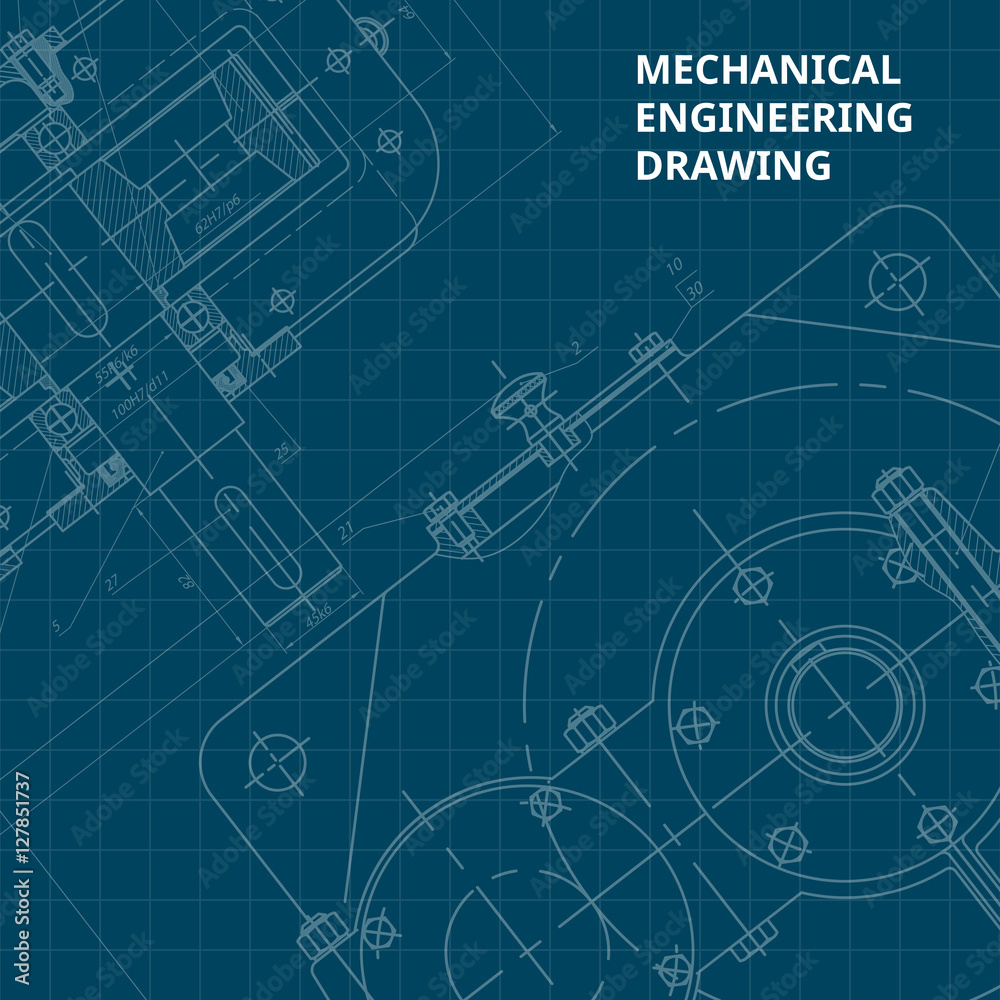 Fototapeta premium Mechanical Engineering drawing. Engineering Drawing Background. Vector.