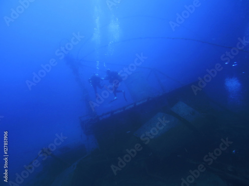 Scuba diving. sunken ship © lutya
