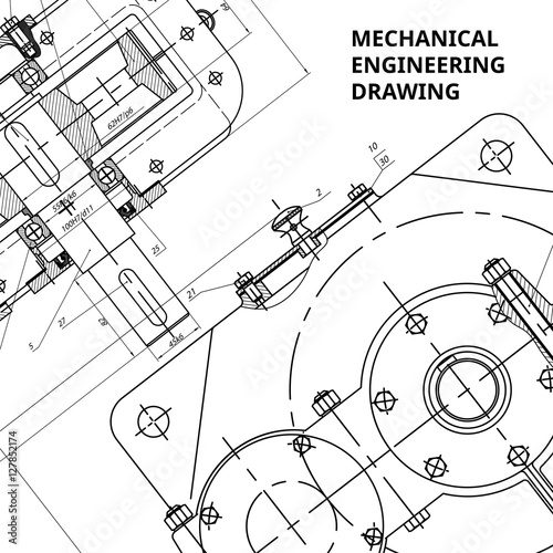 Mechanical Engineering drawing. Engineering Drawing Background. Vector.