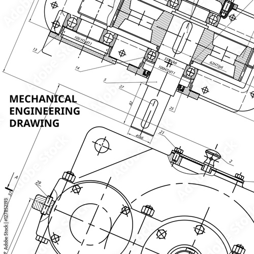 Mechanical Engineering drawing. Engineering Drawing Background. Vector.
