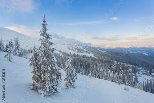 Fototapeta Naklejka Na Ścianę i Meble -  Fantastic evening winter landscape