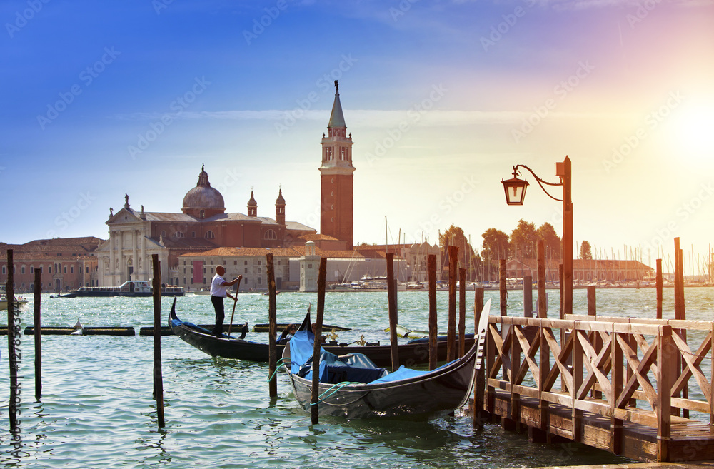 Italy. Venice. Gondolas in the Canal Grande