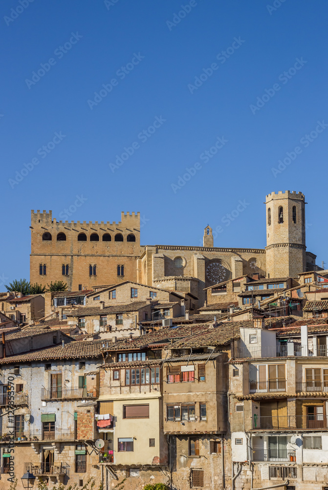 Historical castle and church on top of the hill in Valderrobres