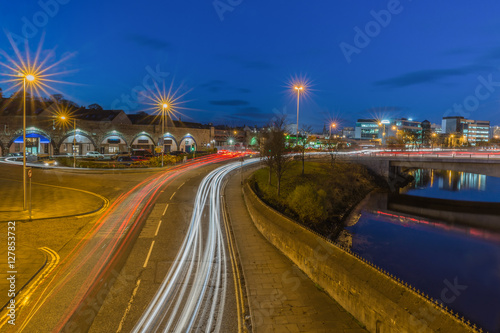 Traffic trails near Wellington Bridge Aberdeen Scotland