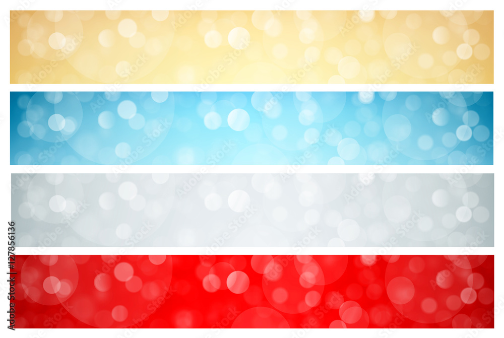 Long Horizontal Abstract Banner Set - Golden, Silver, Blue and R Long Horizontal Abstract Banner Set - Golden, Silver, Blue and R