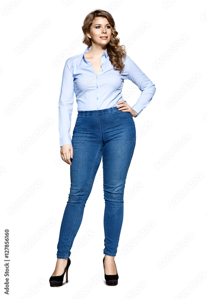 Woman in jeans and shirt 2025