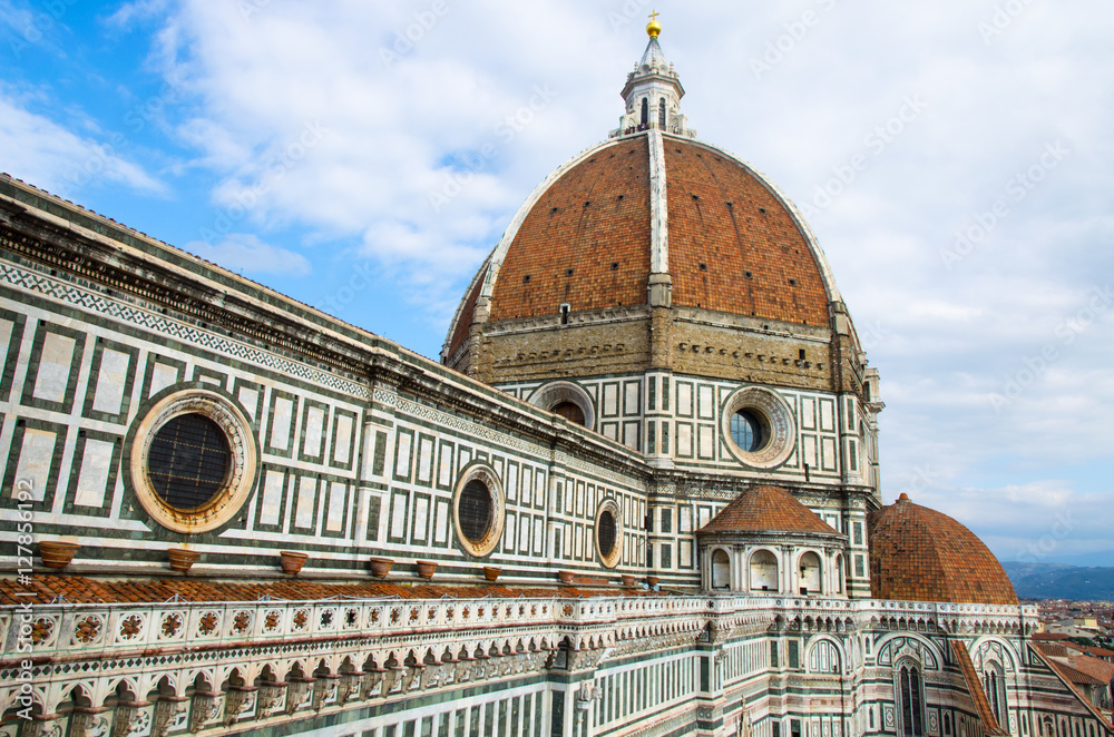 South view of the Florence Cathedral and it's dome in Tuscany
