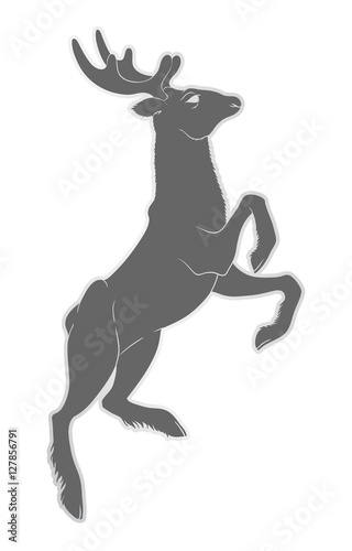 Illustration of a deer with horns. Nature  and animals. Cloven-hoofed
