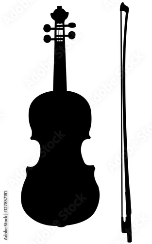 Silhouette d'un violon avec son archet.