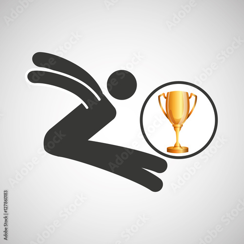 silhouette man long jump athlete trophy vector illustration eps 10