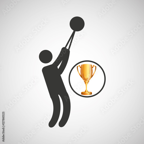 silhouette man hammer throw athlete trophy vector illustration eps 10 photo