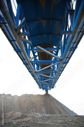 Mining of copper. Belt conveyor. Spreader