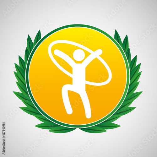 artistic gymnastic ring symbol label laurel wreaths vector illustration eps 10