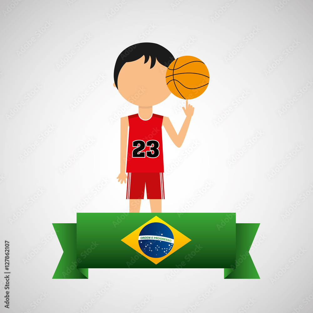 Fototapeta premium cartoon basketball player brazilian label vector illustration eps 10