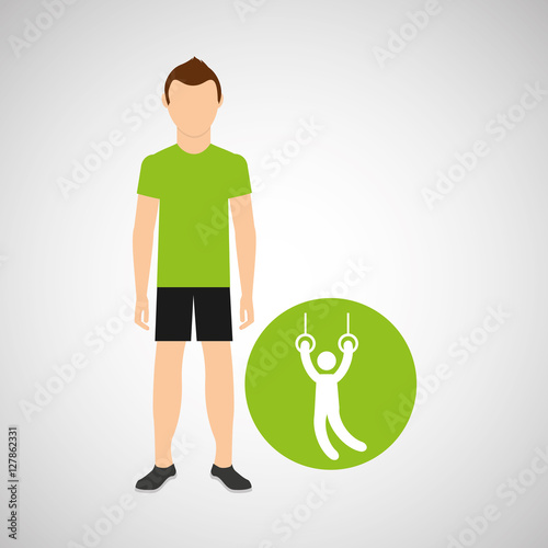 sport man concept gymnastic still rings icon design vector illustration eps 10