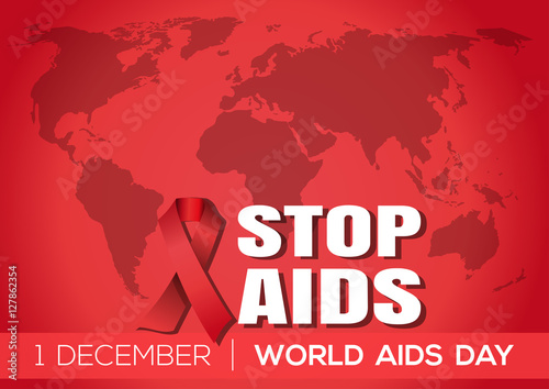 World AIDS Day poster design. AIDS Awareness. 1 December. Stop AIDS. Vector illustration