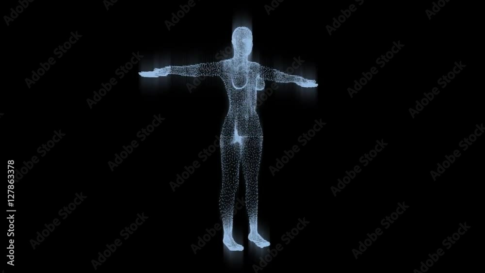 holograma cuerpo humano, mujer en holograma