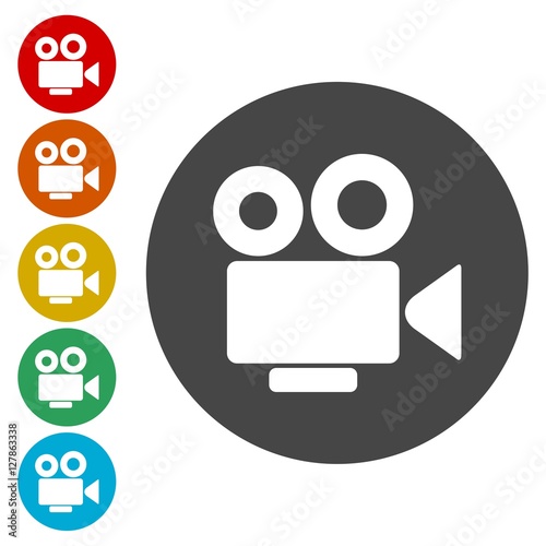 Cinema camera icons set 